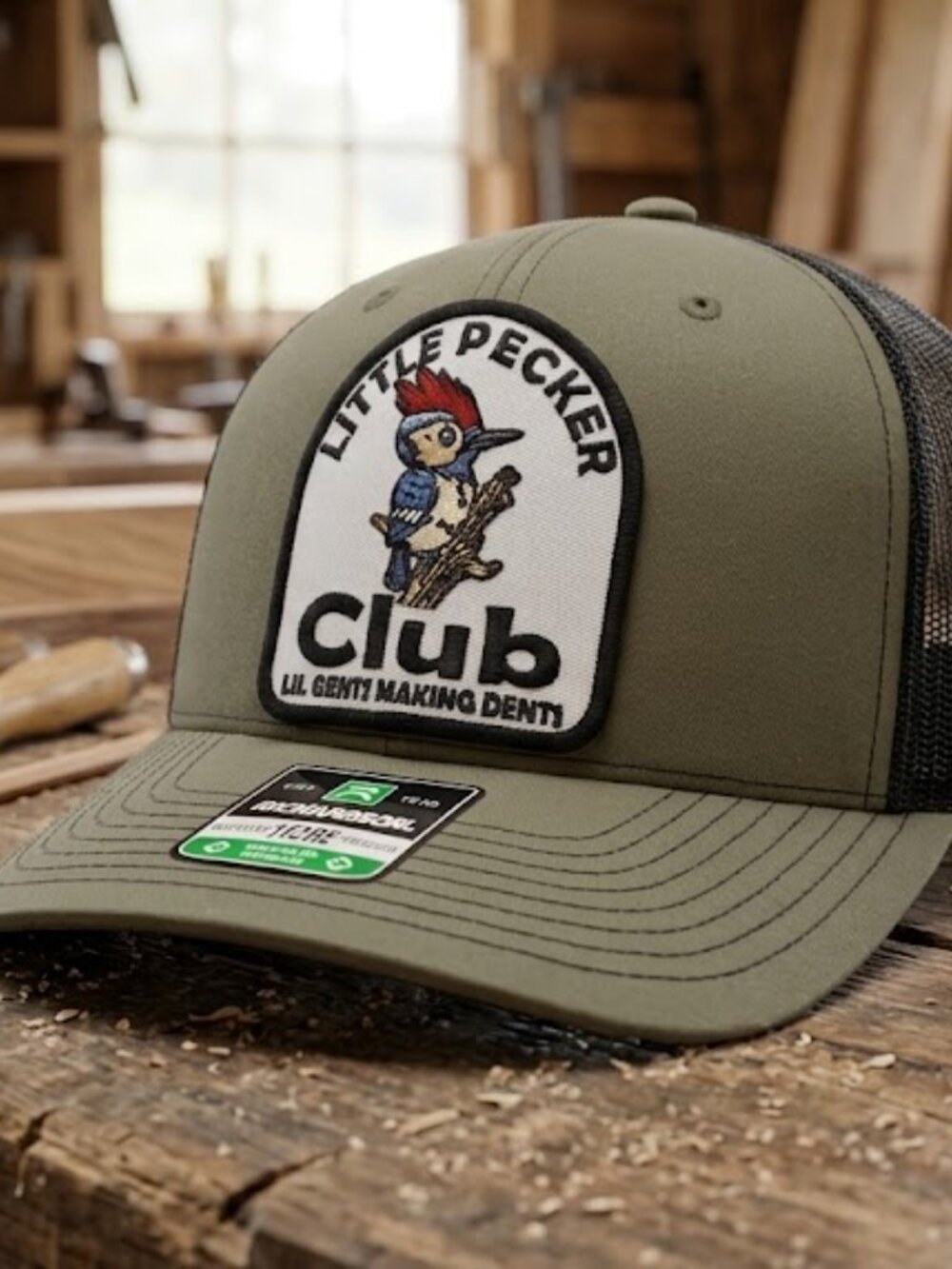Vintage-Inspired Little Pecker Club Hat Woodpecker Patch Richardson 112 Cap OS